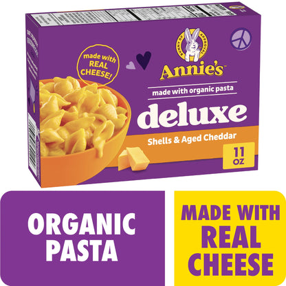 미국직구 애니스 Deluxe Shells and Aged Cheddar, Pasta and Cheese Sauce, Mac and Cheese, 11 oz