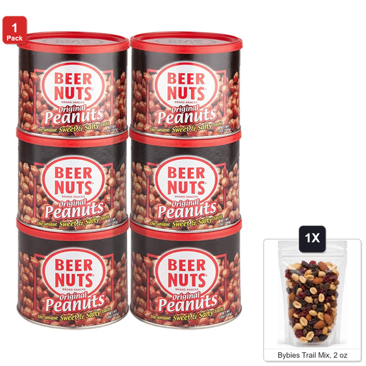 미국직구 Beer 견과 340g / Beer Nuts Original Peanuts, 6 Cans x 340g Each, with Bybies Trail Mix 1