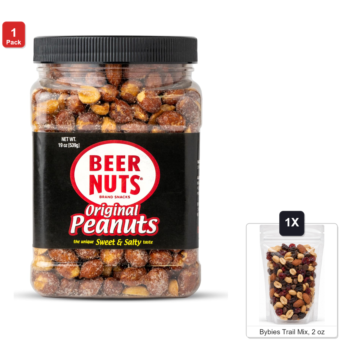 미국직구 Beer 견과 539g / Beer Nuts Original Sweet and Salty Peanuts, 1 Jar, 539g, with Bybies T 1