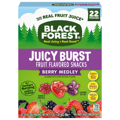 미국직구 블랙포레스트 Juicy Burst Fruit Flavored Snacks, Berry Medley, 0.8 oz, 22 Count