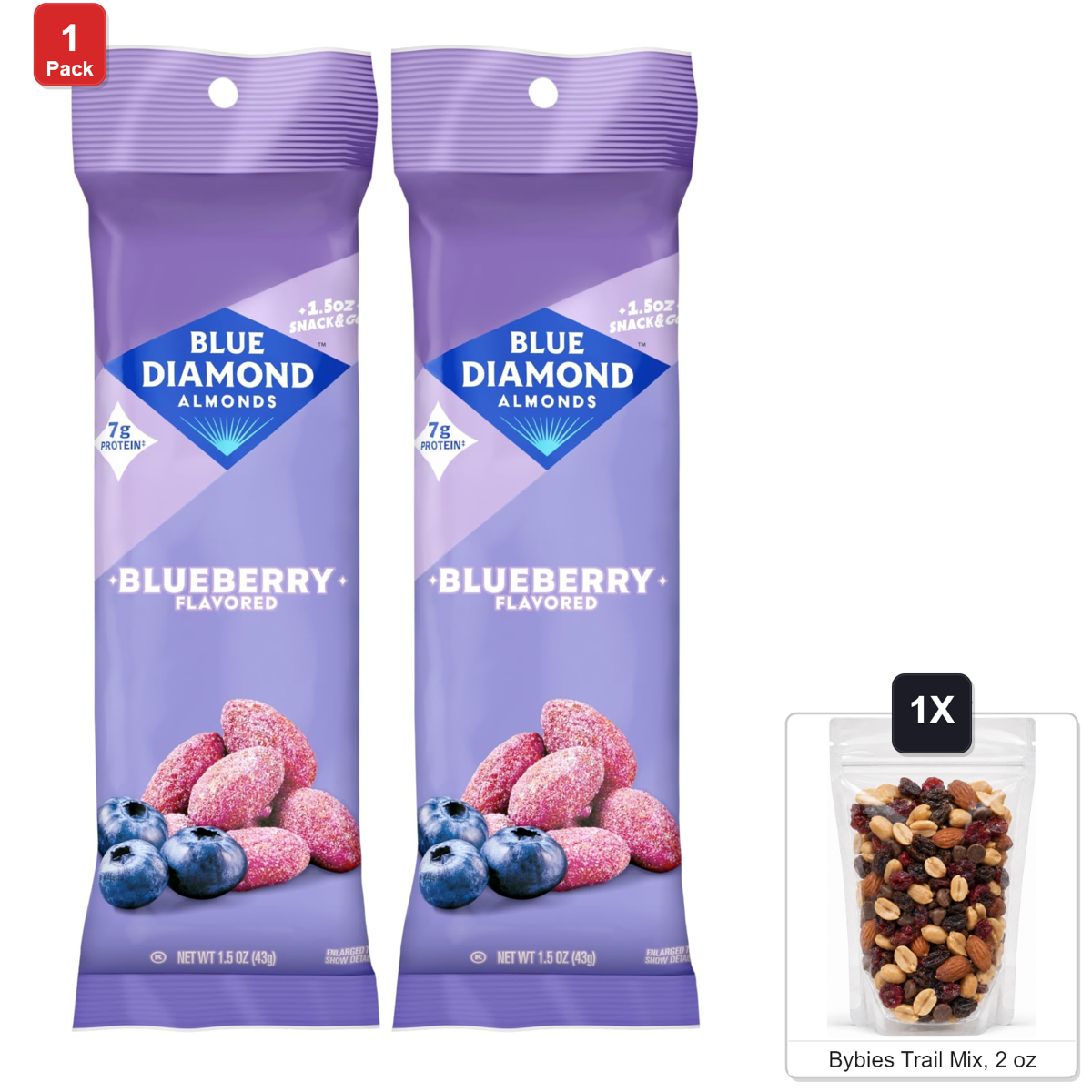 미국직구 Blue Diamond Blueberry 견과 43g / Blue Diamond Blueberry Almonds, 24 Tubes x 43g Each, with Bybie 1