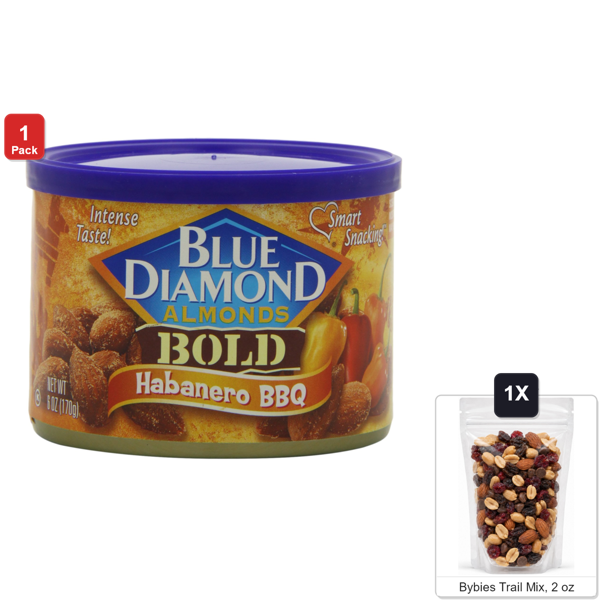 미국직구 Blue Diamond Habanero 견과 170g / Blue Diamond Habanero BBQ Almonds, 6 Cans x 170g Each, with Byb 1