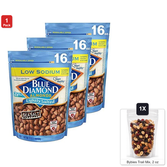 미국직구 Blue Diamond Lightly 견과 454g / Blue Diamond Lightly Salted Almonds, 3 Bags x 454g Each, with By 1
