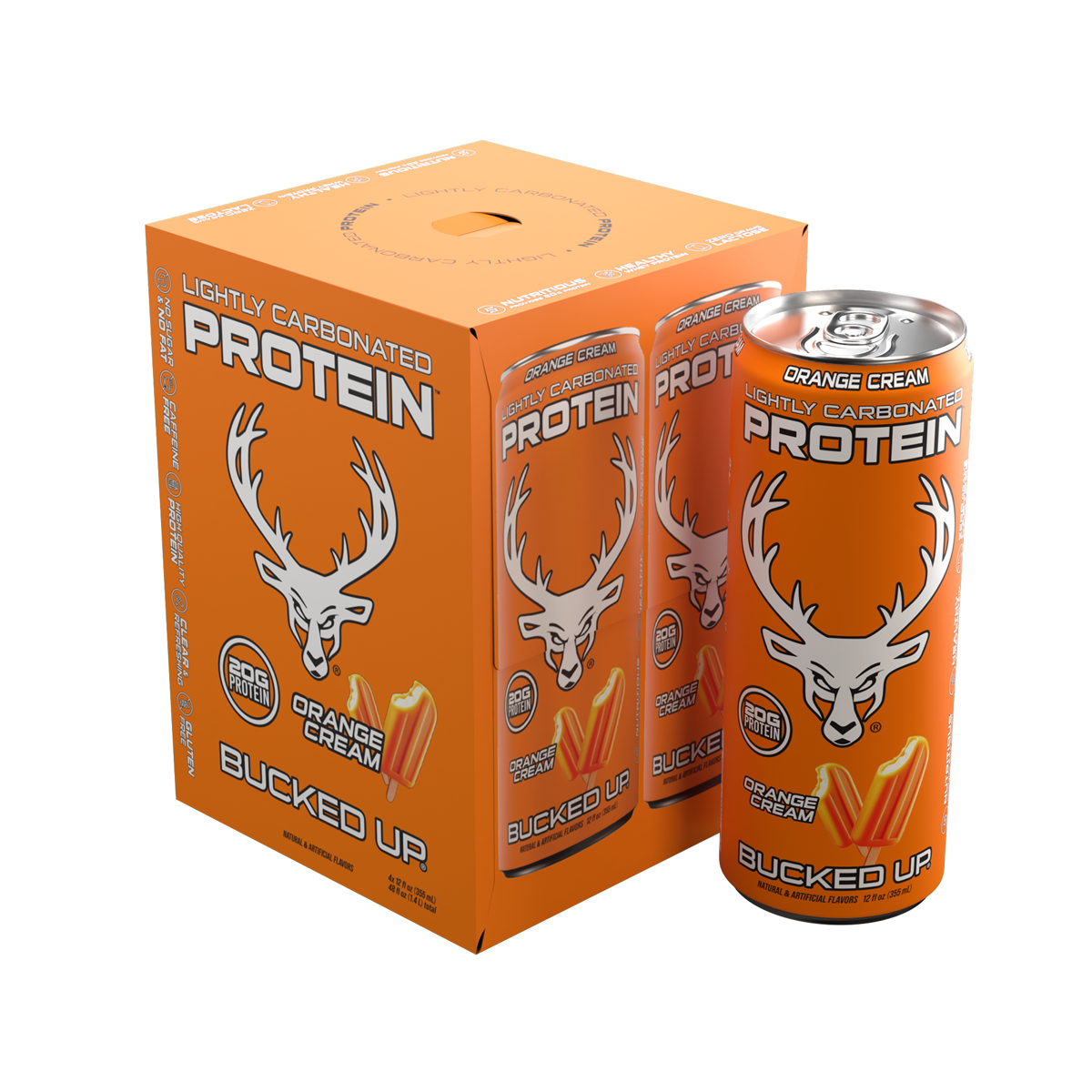 미국직구 Bucked Up Lightly 355ml 4팩 / Bucked Up Lightly Carbonated Orange Cream Protein 355ml 4 Pack 1