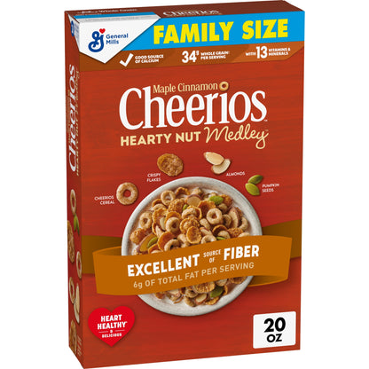 미국직구 치리오스 Hearty Nut Medley Breakfast Cereal, Maple Cinnamon, Family Size, 20 oz