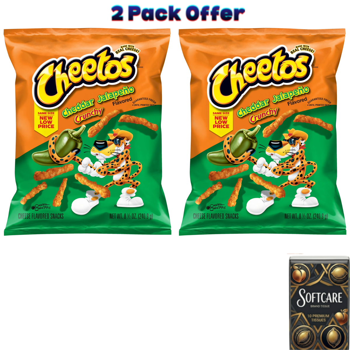 미국직구 Cheetos Crunchy Cheddar 241g / Cheetos Crunchy Cheddar Jalapeno Cheese Puff Chips, 241g Bag ( I 1
