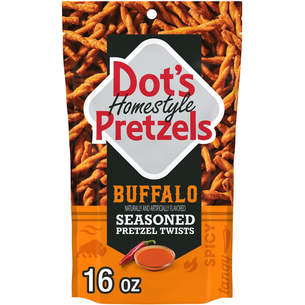 미국직구 닷츠 Homestyle Pretzels Buffalo Flavored Seasoned Pretzel Twists, Bag 16 Oz