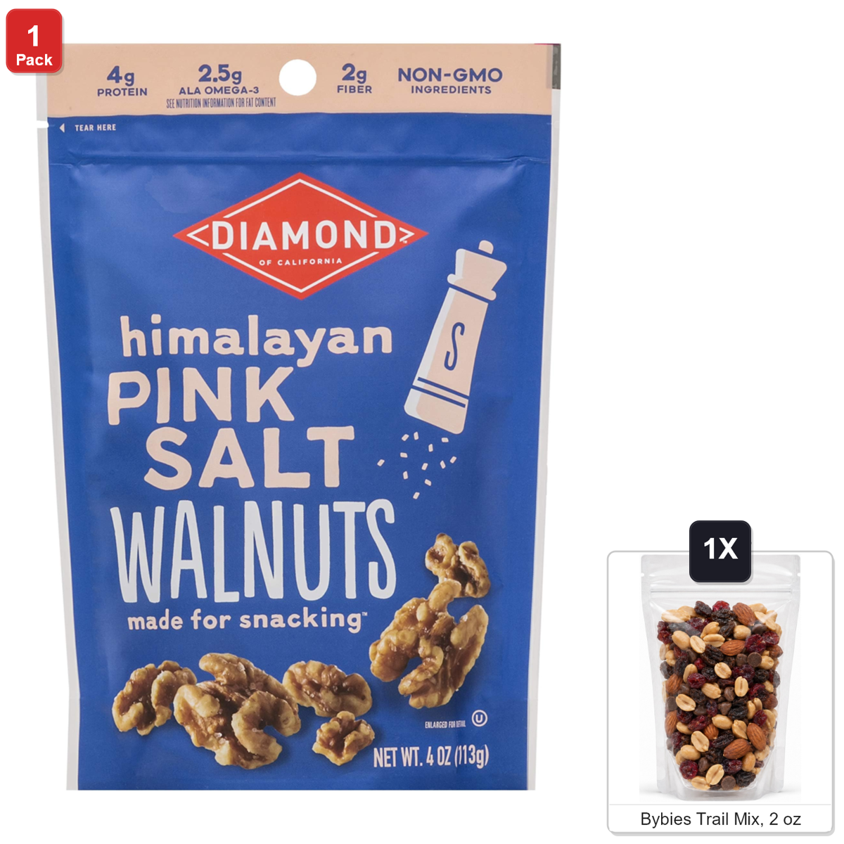 미국직구 Diamond of California 견과 113g / Diamond of California Himalayan Pink Salt Walnut, 4 Bags x 113g 1