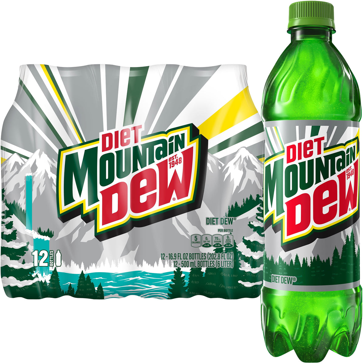 미국직구 마운틴듀 Diet  Soda Pop, 16.9 fl oz , 12 Pack Plastic Bottles