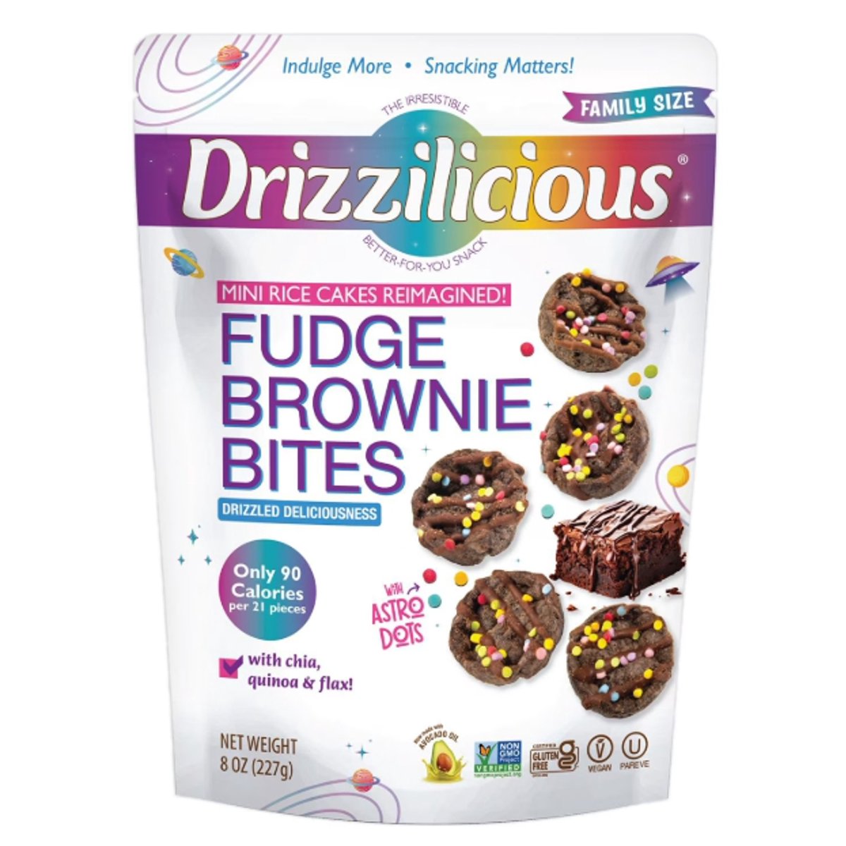 미국직구 Drizzilicious 227g 2팩 / Drizzilicious Fudge Brownie Mini Rice Cake Bites, 227g, 2 Pac 1