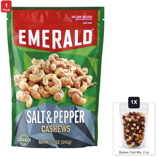 미국직구 Emerald Salt and 견과 142g / Emerald Salt and Pepper Cashews, 2 Bags x 142g Each, with Bybies Tra 1