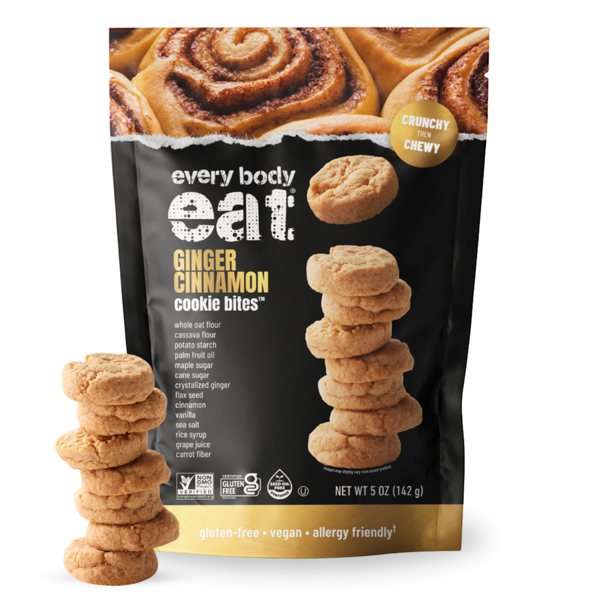 미국직구 Every Body Eat 과자 142g 2팩 / Every Body Eat Ginger Cinnamon Crunchy Cookie Bites - Gluten Free,  1