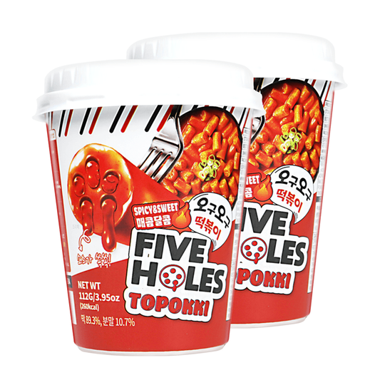 미국직구 Five Holes Topokki 112g 2팩 / Five Holes Topokki Sweet & Spicy Flavor, Instant Korean Rice Cakes 1
