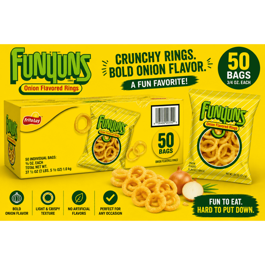 미국직구 Funyuns 21g / Funyuns Original Onion Flavored Rings, 21g Individual Bags, 50 Count B 1
