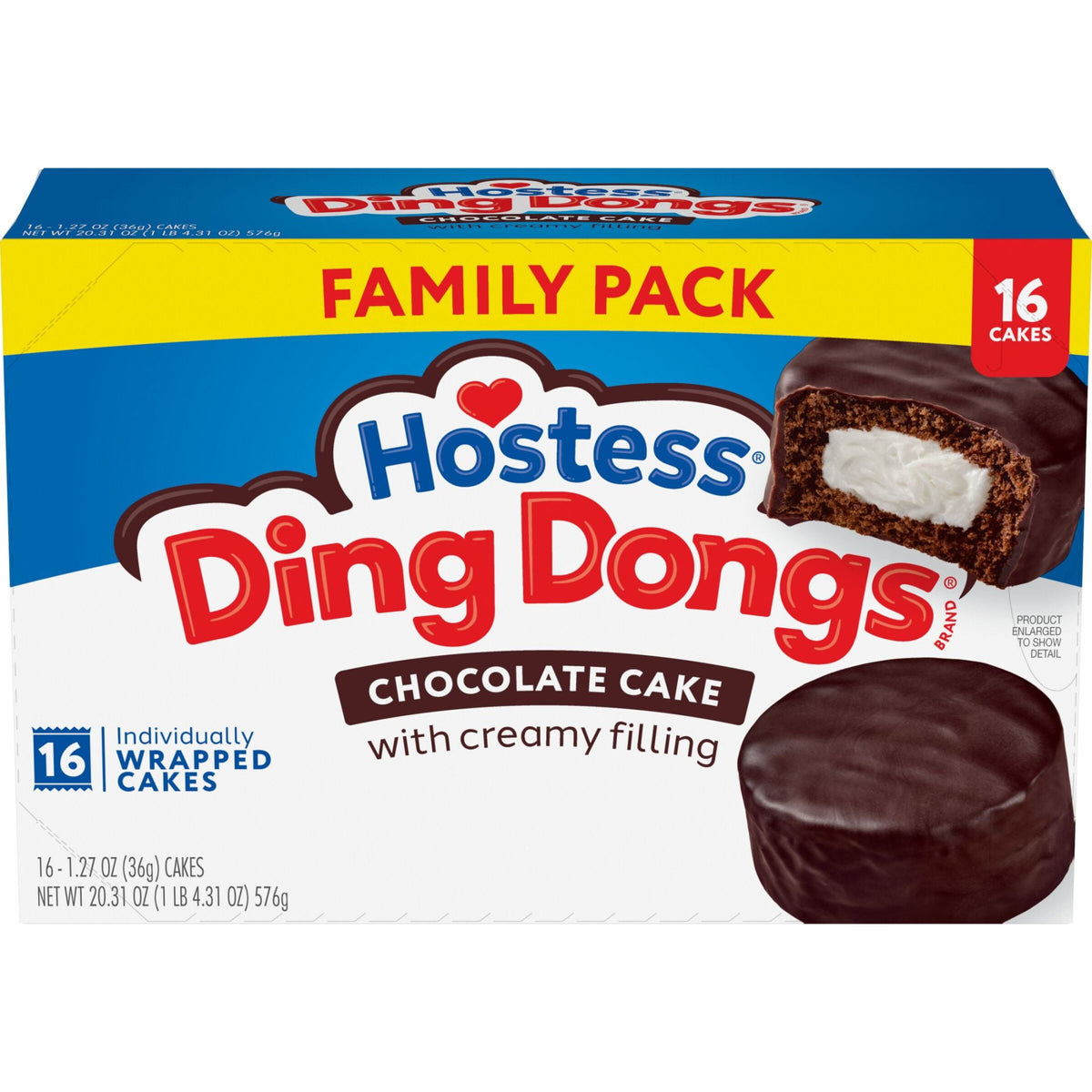미국직구 호스티스 Ding Dongs Snack Cakes, Chocolate Flavor, 20.31 oz Box (16 Count)
