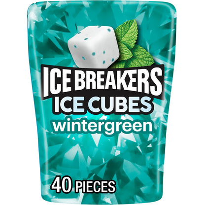 미국직구 아이스브레이커 Ice Cubes Wintergreen Sugar Free Chewing Gum, Bottle 3.24 oz, 40 Pieces