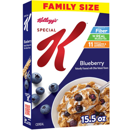 미국직구 스페셜K Kellogg's  Blueberry Breakfast Cereal, Good Source of Fiber, Family Size, 15.5  oz