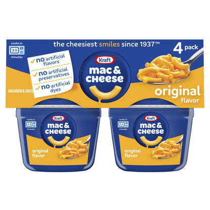 미국직구 크래프트 and Cheese, 4 Cups, for Easy Dinner or Dinner Sides, Original Flavor, No Artificial Flavors, Preservatives or Dyes, 2.05 oz
