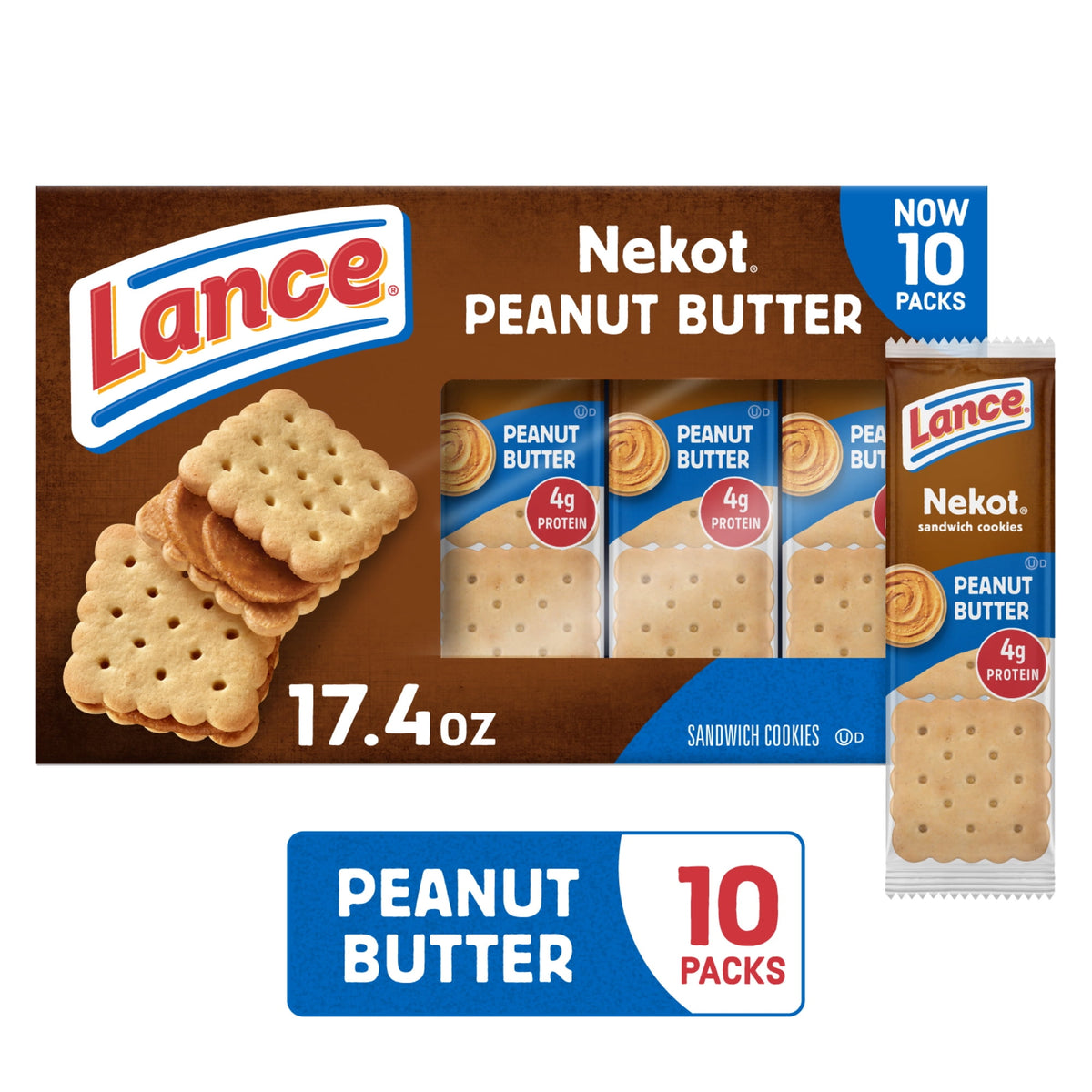 미국직구 랜스 Sandwich Cookies, Nekot Peanut Butter, 10 Individually Wrapped Packs, 6 Sandwiches Each