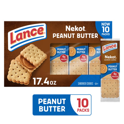 미국직구 랜스 Sandwich Cookies, Nekot Peanut Butter, 10 Individually Wrapped Packs, 6 Sandwiches Each