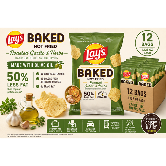 미국직구 Lay's Baked Potato 33ml 12팩 / Lay's Baked Potato Crisps Made with Olive Oil, Roasted Garlic & H 1