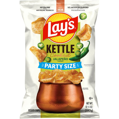 미국직구 Lay’s Jalapeno Kettle Cooked Potato Chips Party Size Bag, 12.5 oz