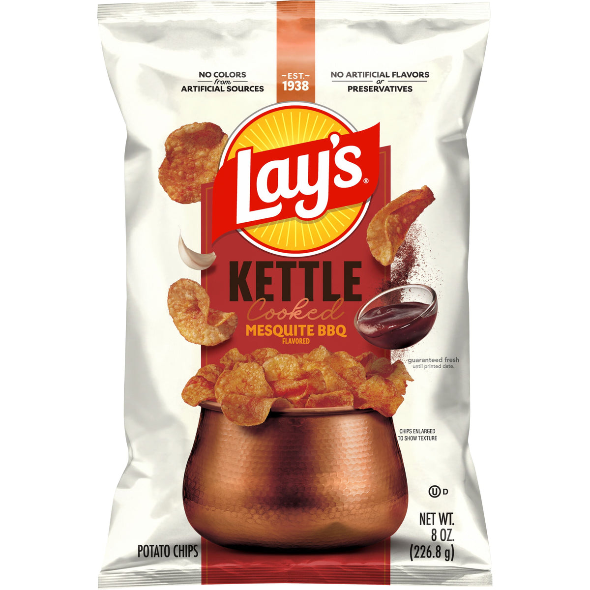 미국직구 Lay’s Mesquite BBQ Kettle Cooked Potato Chips Bag, 8 oz