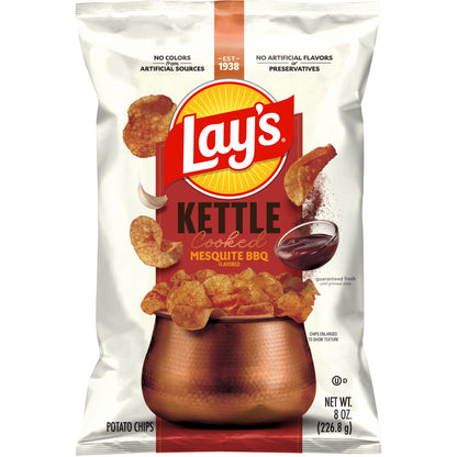 미국직구 Lay’s Mesquite BBQ Kettle Cooked Potato Chips Bag, 8 oz