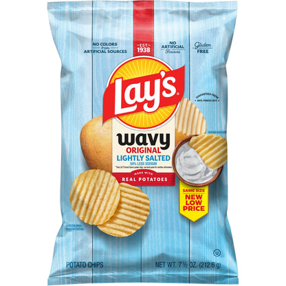 미국직구 레이즈 Wavy Potato Chips Lightly Salted Snack Chips, 7.5 Ounce Bag