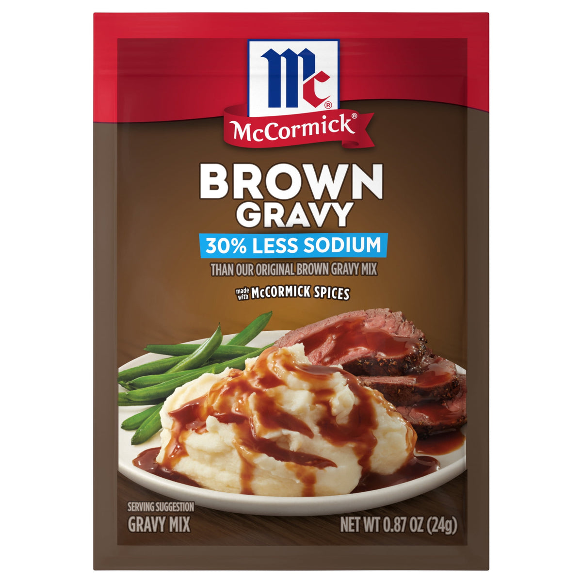 미국직구 맥코믹 30% Less Sodium Brown Gravy Seasoning Mix, 0.87 oz Packet