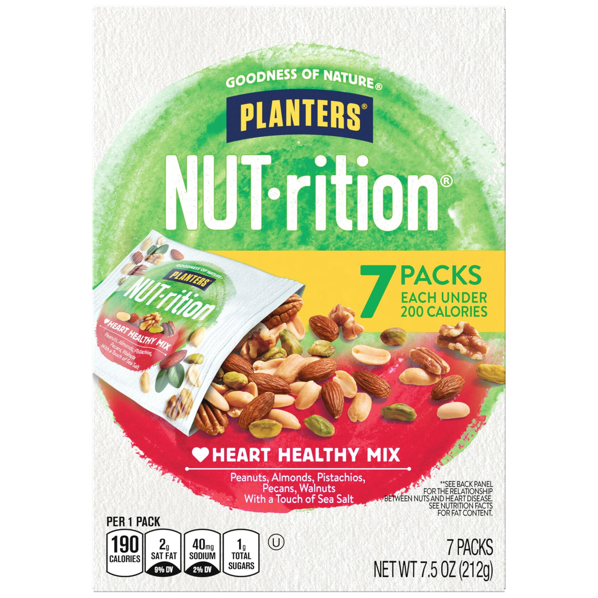 미국직구 플랜터스 NUT-RITION Heart Healthy Nut Mix, Shelf Stable, 1 oz Plastic Package (7 Count)