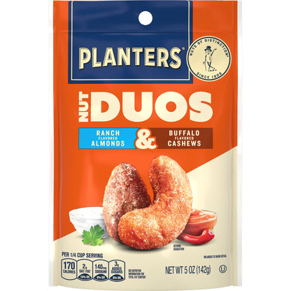 미국직구 플랜터스 Nut Duos Buffalo Cashew and Ranch Almond, 5 oz Resealable Bag