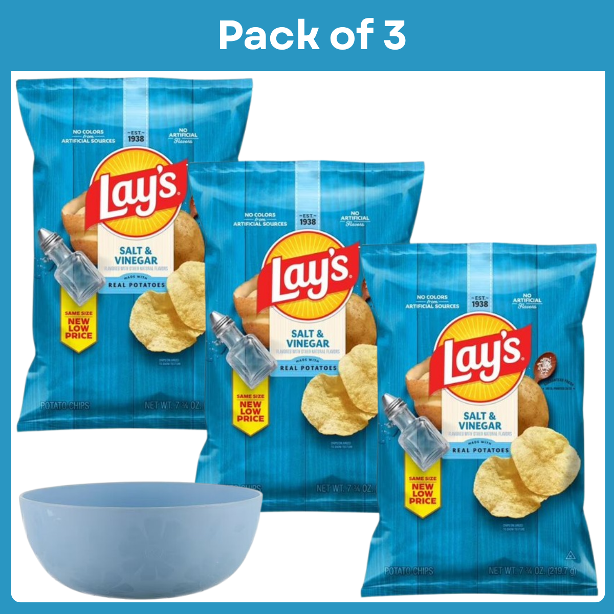 미국직구 Pack of 3팩 / Pack of 3 Lay's Potato Chips Salt & Vinegar Snack Chips, 7.75 Ounce Ba 1