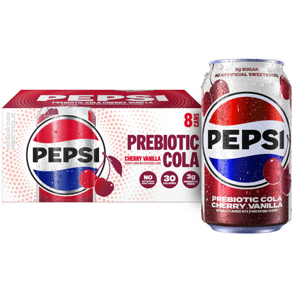 미국직구 펩시 Prebiotic Cola Soda Pop, Cherry Vanilla, 12 fl oz, 8 pack cans