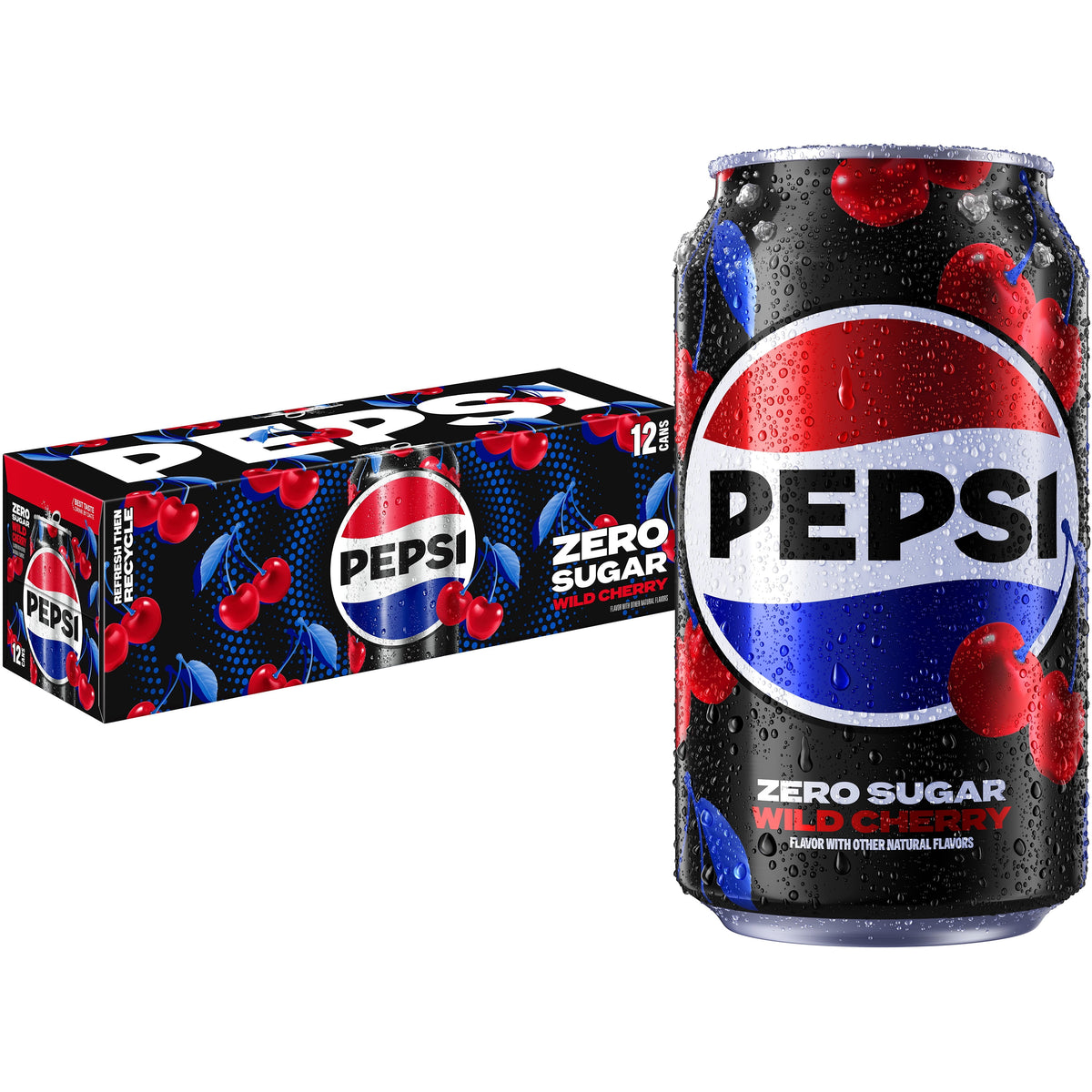 미국직구 펩시 Cola Zero Sugar Wild Cherry Soda Pop, 12 fl oz, 12 pack