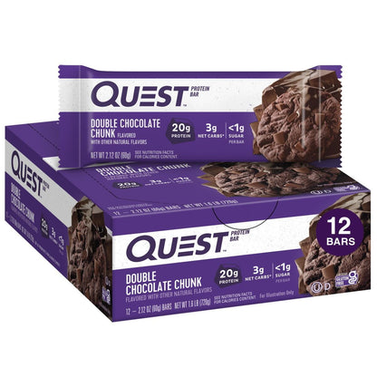 미국직구 퀘스트 Protein Bar, Double Chocolate Chunk, High Protein, Gluten-Free, 12 Count