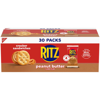 미국직구 리츠 Peanut Butter Sandwich Crackers, Lunch Snacks, 30 Snack Packs (4 Crackers Per Pack)