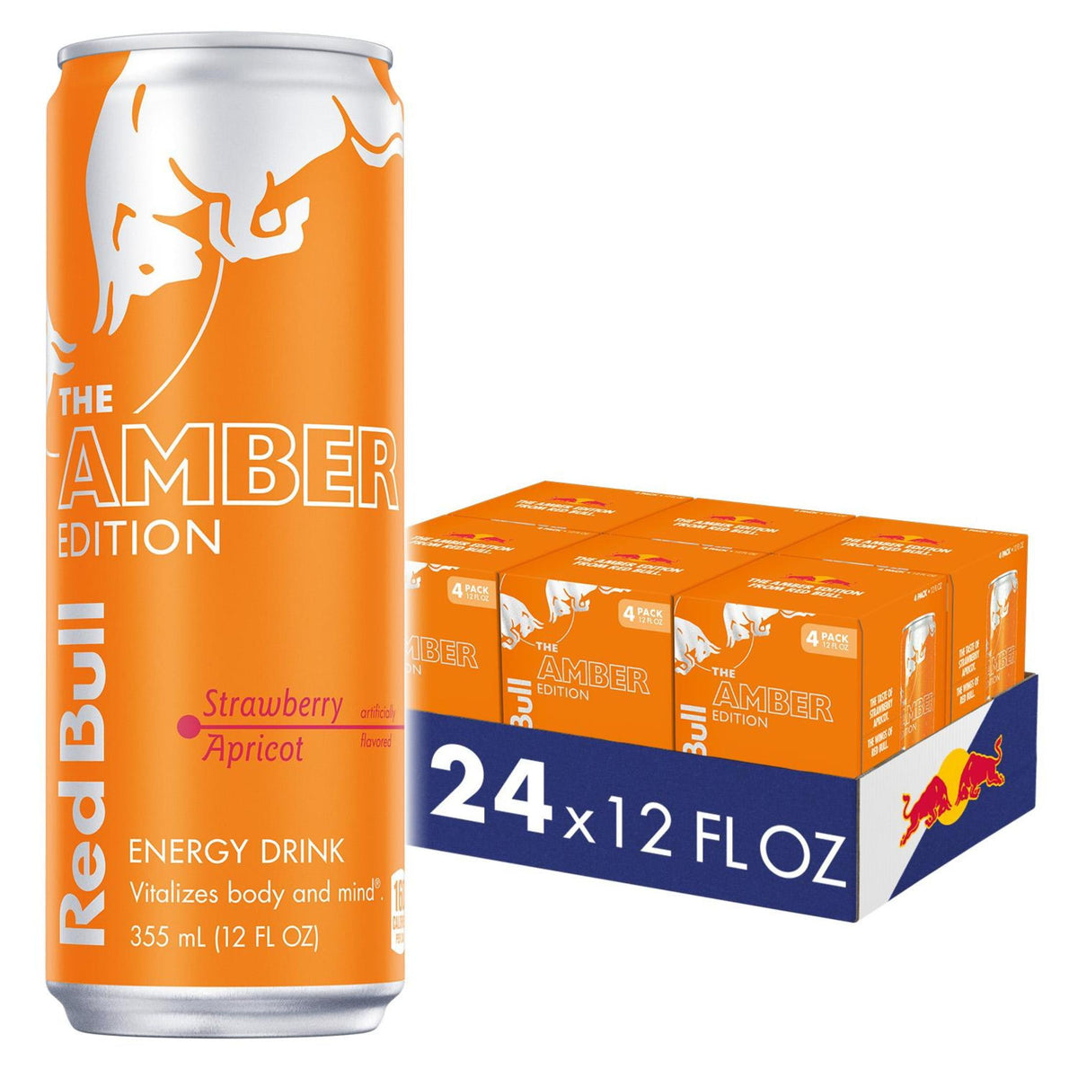 미국직구 레드불 Amber Edition Strawberry Apricot Energy Drink, 12 fl. oz., 6 Packs of 4 Cans