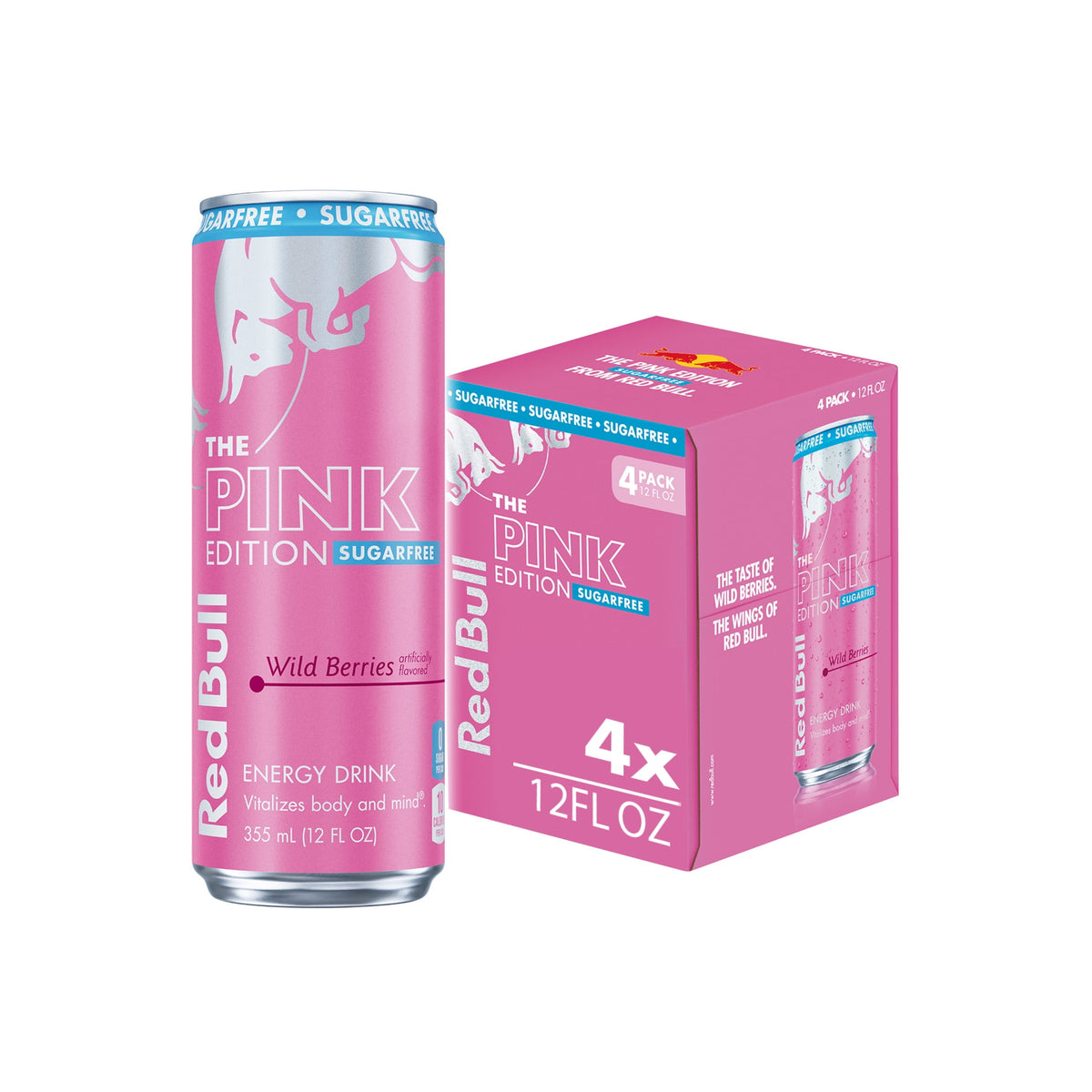 미국직구 레드불 Pink Edition Sugarfree Energy Drink,  Wild Berries,  12 fl. oz.,  Pack of 4 Cans