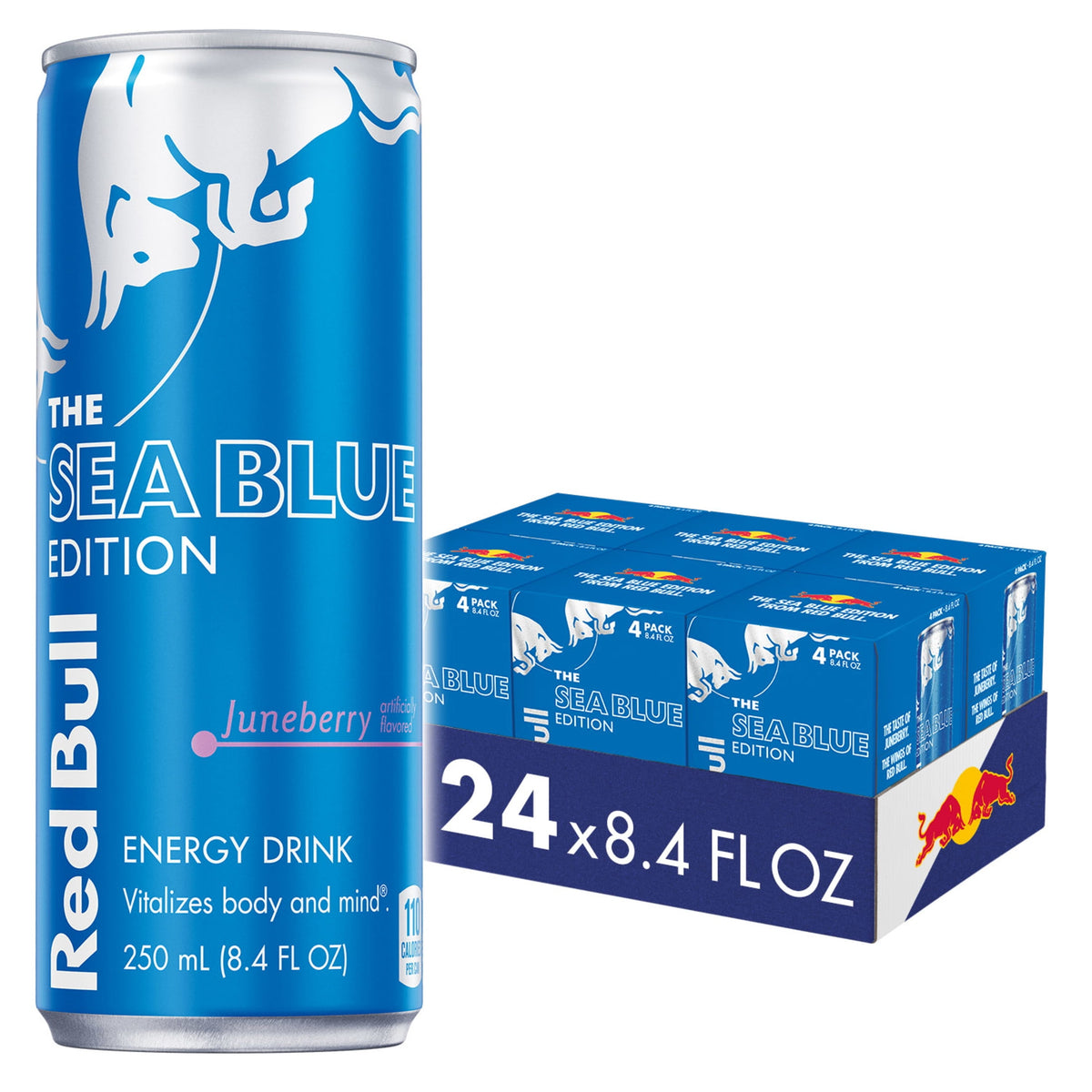 미국직구 레드불 Sea Blue Edition Energy Drink,  8.4 fl. oz.,  6 Packs of 4 Cans,  80mg Caffeine