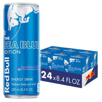 미국직구 레드불 Sea Blue Edition Energy Drink,  8.4 fl. oz.,  6 Packs of 4 Cans,  80mg Caffeine