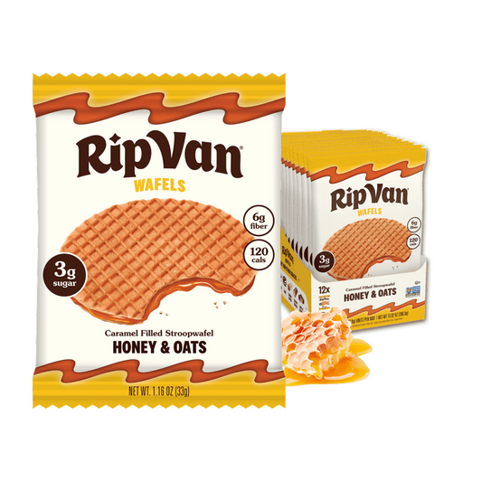 미국직구 Rip Van Honey 과자 3g 12팩 / Rip Van Honey & Oats Stroopwafels Cookies, Chewy Snack, Non-GMO, Low  1