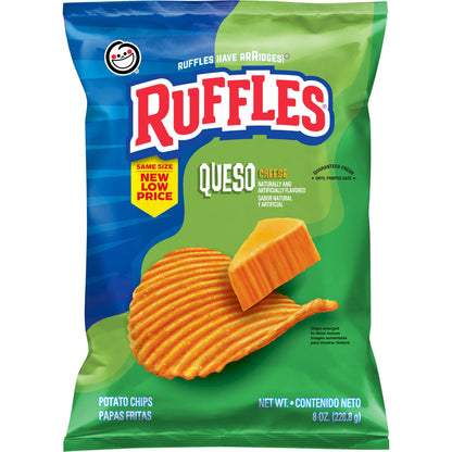 미국직구 러플스 Potato Chips Queso Cheese Flavored Snack Chips, Snacks, Large Bag 8 Ounce Bag