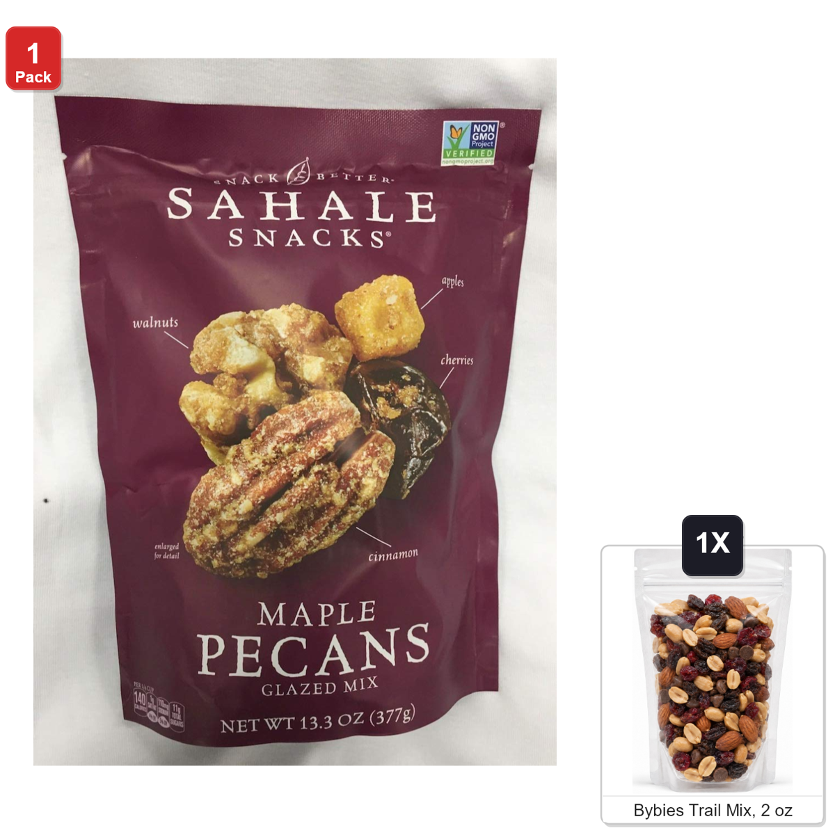 미국직구 Sahale Snacks Maple 견과 377g / Sahale Snacks Maple Pecan Glazed Mix, 1 Bag, 377g, with Bybies Tr 1