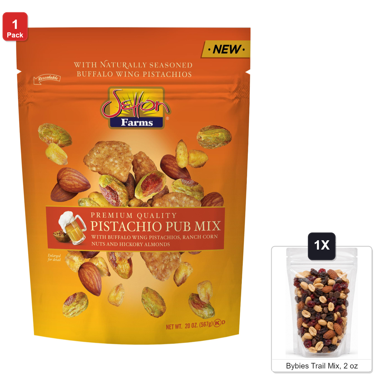 미국직구 Setton Farms Pistachio 567g / Setton Farms Pistachio Pub Mix, 1 Bag, 567g, with Bybies Trail Mi 1