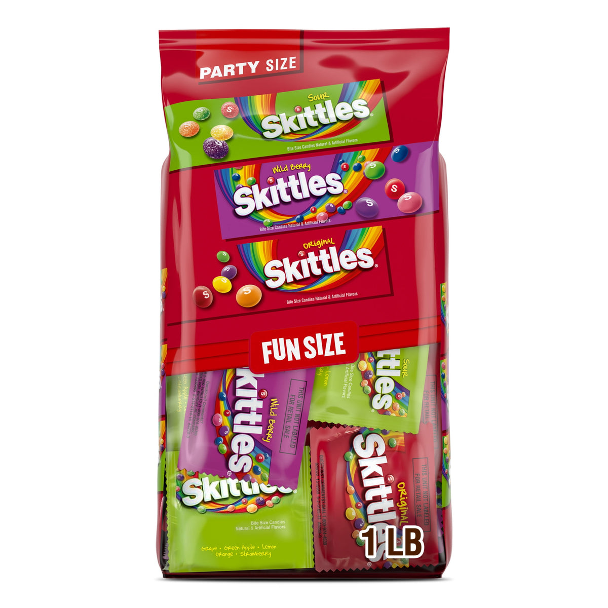 미국직구 스키틀즈 Original, Wild Berry & Sour Fun Size Chewy Candy, Party Size - 26.46 oz Bulk Bag