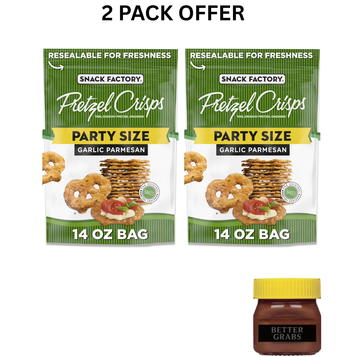 미국직구 Snack Factory Garlic 397g / Snack Factory Garlic Parmesan Pretzel Crisps, 397g Party Size 1