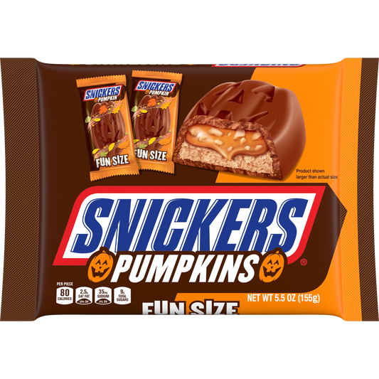 미국직구 Snickers Pumpkins Fun 초콜릿 156g 2팩 / Snickers Pumpkins Fun Size Chocolate Halloween Candy Bars,  1