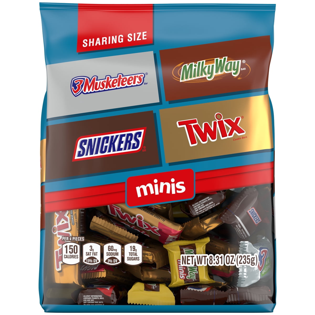 미국직구 Snickers 초콜릿 236g / Snickers, Twix & More Minis Chocolate Candy Bars Variety pack - 2 1