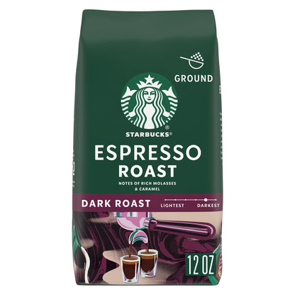 미국직구 스타벅스 Espresso Roast, Ground Coffee, Dark Roast Hot or Iced Coffee, 12 oz